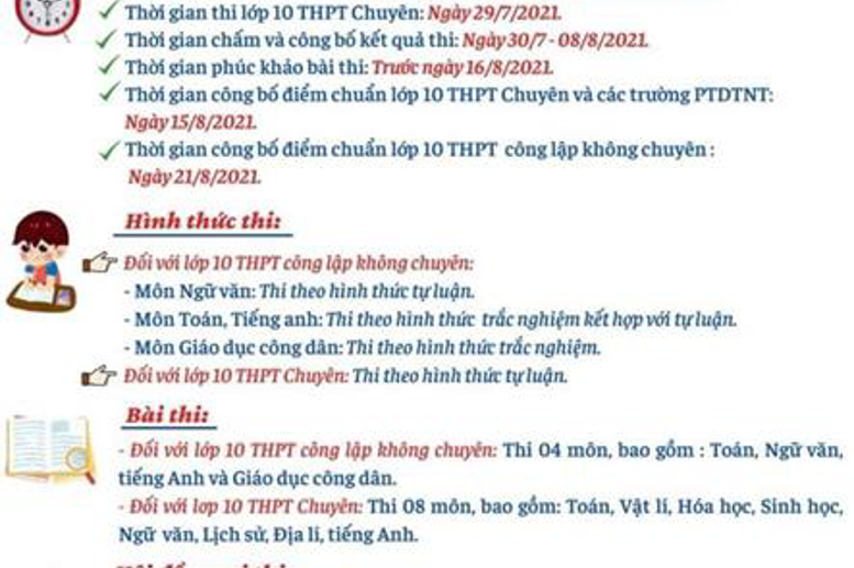 Lịch thi và những thông tin cần  thiết đối với thí sinh